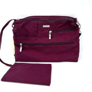 Baggallini RFID Tablet Crossbody Bag Plum Purple Lightweight Travel Purse